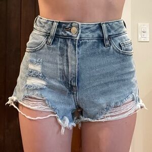 High rise festival denim shorts
